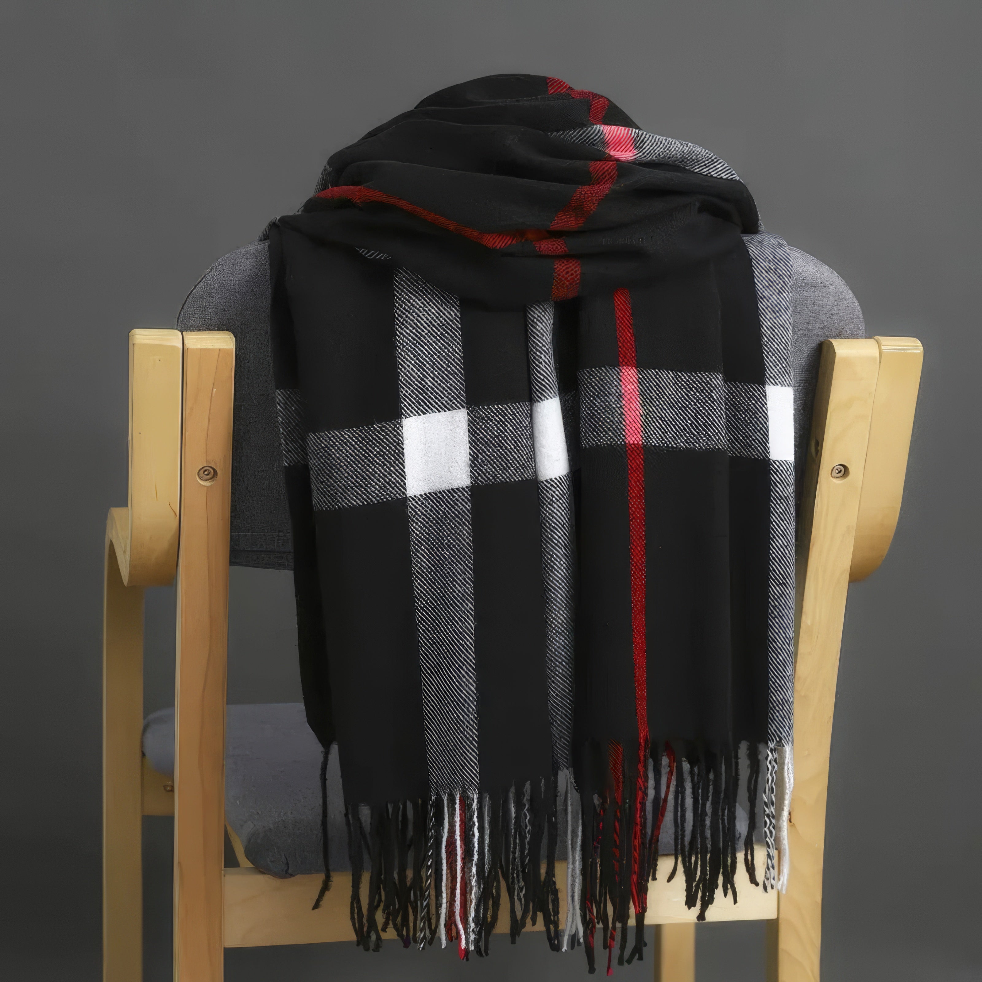 Frangia Plaid Scarf