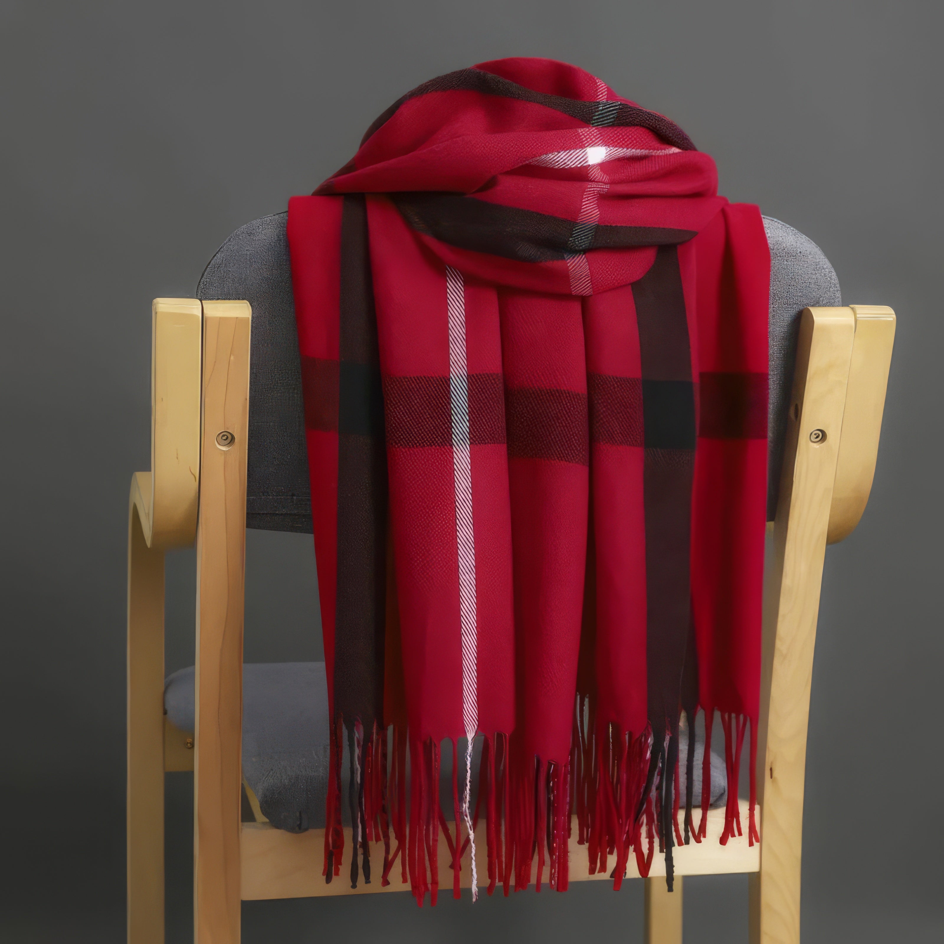 Frangia Plaid Scarf